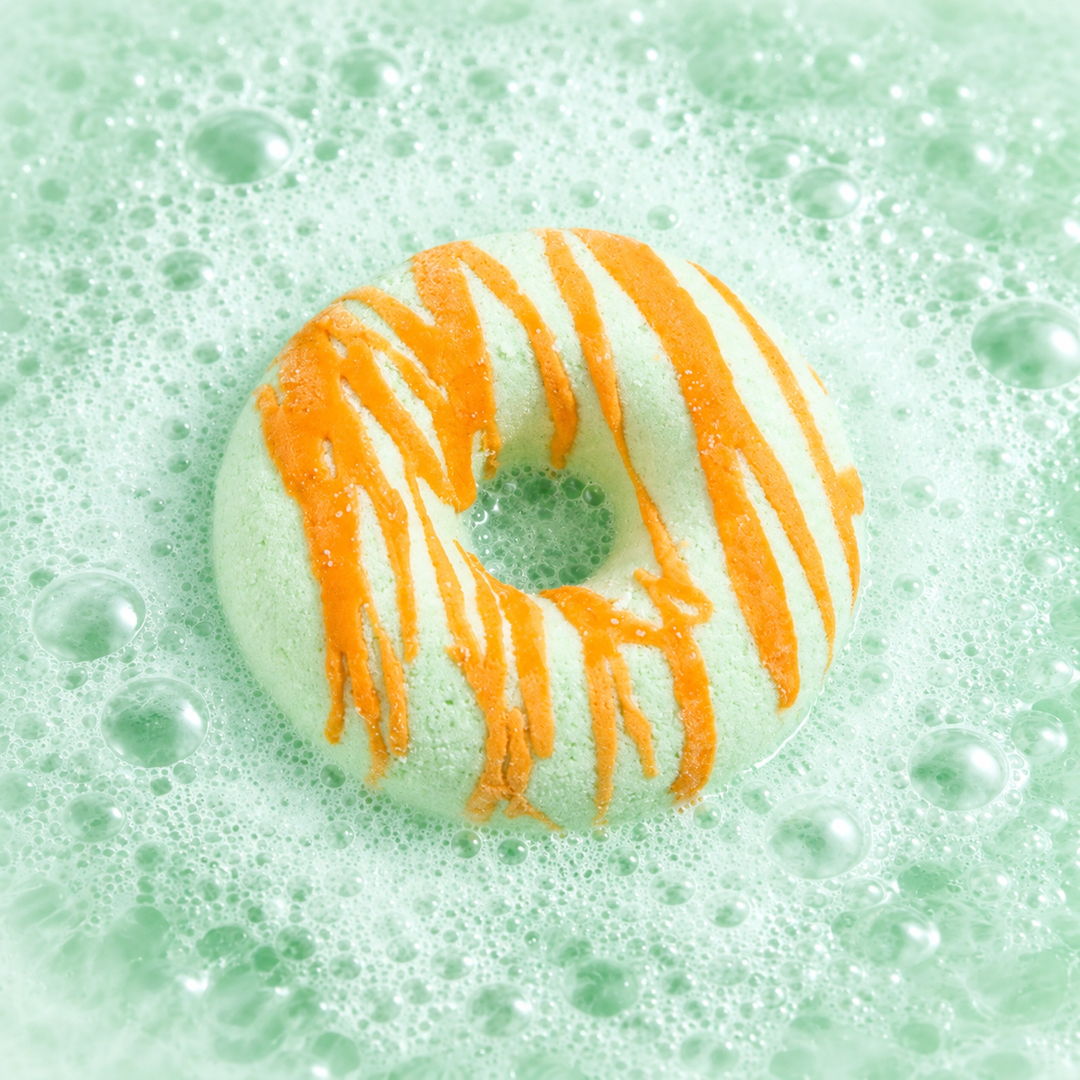 Kavun Kokulu Donut Banyo Topu — Nem Bombası, Jakuzi & Küvet Topu, 150 gr
